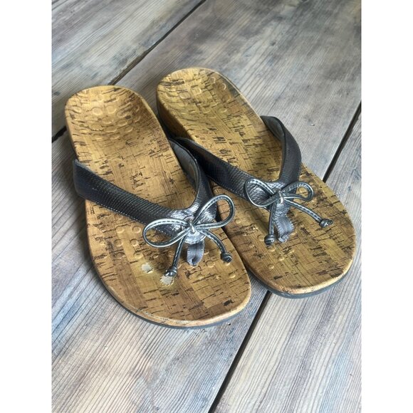 Vionic Cassie Orthonic Thong Flip Flop Womens 10 Pewter with Bow Comfort - Picture 1 of 6